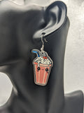 Milkshake earrings, novelty earrings, milkshake jewellery, drink earrings, kawaii jewelry, kawaii earrings, strawberry earrings, cute gifts