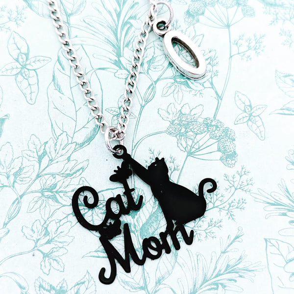 Cat mom necklace, cat mom jewellery, gifts for cat moms, cat lover gifts, cat accessories, thanksgiving gifts, mom birthday gifts,