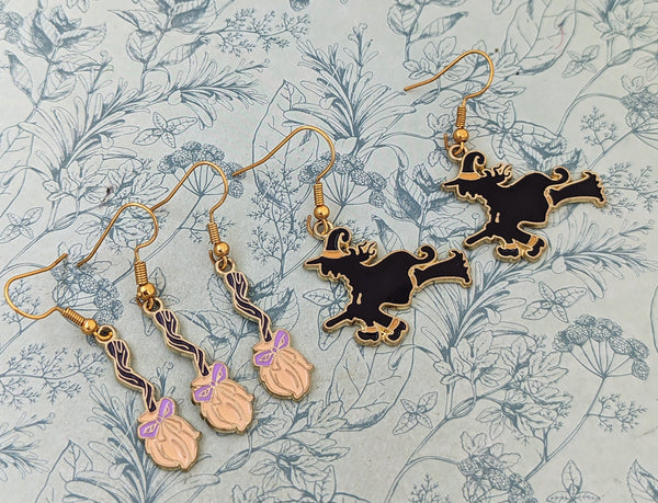Witch earrings, witch jewellery, witch lover gifts, witch inspired, pagan gifts, Halloween earrings, Halloween jewelry, mismatch earrings