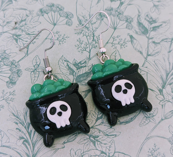 Witch cauldron earrings, witch jewellery, witch lover gifts, Halloween earrings, Halloween jewellery, poison earrings, witch coven gifts,