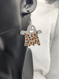 Ghost earrings, ghost jewellery, Halloween earrings, Halloween gifts, Halloween party, Halloween accessories, spooky earrings, floral ghost