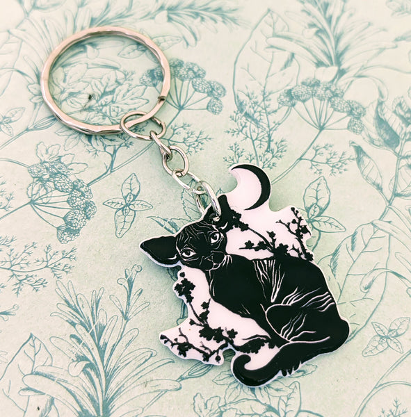 Sphynx cat keyring, sphynx cat keychain, sphynx cat lovers, sphynx cat mom gifts, sphynx cat accessories, gothic keyring, gothic gifts,