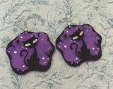 Black cat earrings, Halloween earrings, Halloween jewellery, Halloween lover gifts, black cat jewelry, gothic earrings, gifts for cat lovers