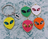 Alien Keychain, alien Keyring, alien believer gifts, UFO keychain, UFO lover gifts, Halloween bag charm, alien bag charm, alien sighting
