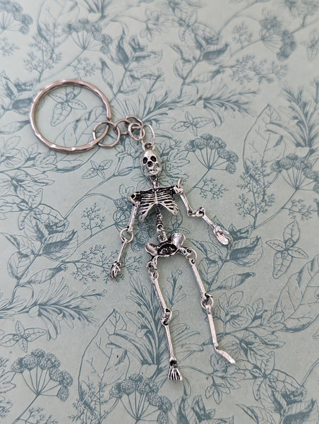 Skeleton keyring, Halloween keychain, skeleton gift, gothic keyring, gothic gifts, skull keyring, skeleton accessories, gothic bag accessory