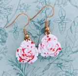 Bloody rose earrings, white rose, gothic earrings, gothic jewellery, Halloween earrings, white rose earrings, rose jewelry, horror lovers