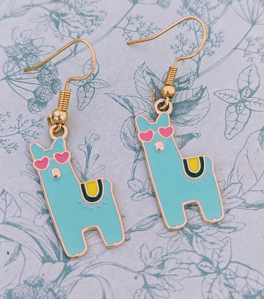 Blue alpaca earrings, alpaca jewellery, gifts for alpaca lovers, llama earrings, llama accessories, llama inspired gifts, cute animals