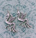 Phoenix earrings, phoenix jewelry, phoenix lover gifts, phoenix jewellery, animal earrings, fantasy earrings, bird lover gifts, bird earring