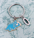 Dinosaur keyring, gifts for dinosaur lovers, dinosaur keychain, triceratops keychain, dinosaur gifts, triceratops gifts, dino accessories