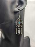 Dream catcher earrings, feather earrings, boho earrings, native earrings, native jewelry, hippie earrings, hippie jewelry, sister gifts,