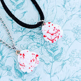 Bloody rose necklace, Halloween necklace, white rose jewellery, white rose necklace, gothic pendant, gothic jewelry, gothic lover gifts