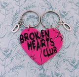 Broken hearts club keychain, set of two keychains, heart Keyring, Halloween keychain, Halloween jewellery, quirky keychain, quirky gifts,
