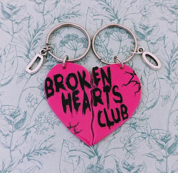 Broken hearts club keychain, set of two keychains, heart Keyring, Halloween keychain, Halloween jewellery, quirky keychain, quirky gifts,