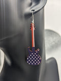 Guitar earrings, music earrings, teacher gifts, guitarist gifts, musician gifts, stocking filler, American flag earrings, novelty earrings,