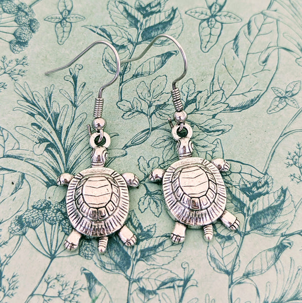 Tortoise earrings, turtle jewellery, turtle lover gifts, gifts for tortoise lovers, pet tortoise, nautical animal gifts, reptile gifts,