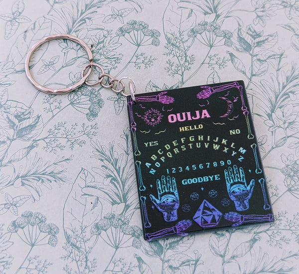 Ouija keyring, ouija keychain, gothic keychain, gothic gifts, paranormal investigator gifts, ghost hunters, ghost inspired gifts, Halloween