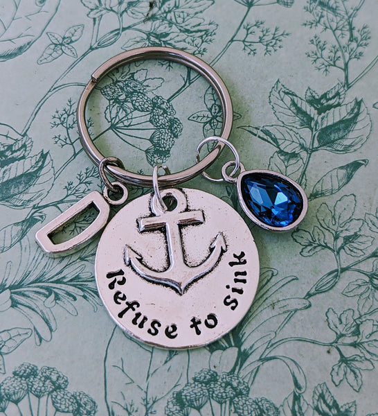 Anchor keyrings, anchor keychain, refuse to sink keychain, refuse to sink, mental health gifts, keep going keychain, anchor gift, nautical