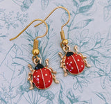 Ladybird earrings, ladybird jewellery, ladybug earrings, gifts for ladybug lovers, animal earrings, insect earrings, bug lovers, bug gifts