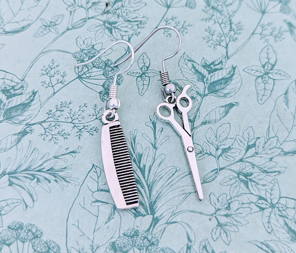 Scissor earrings, hairdresser earrings, hair stylist gifts, hairdresser gifts, beautician graduation gift, stylist earrings, mismatch gift