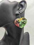 Palm tree earrings, flower earrings, heart jewelry, heart earrings, statement jewellery, Hawaii, summer earrings, summer accessories,