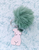 Female body keyring, artist keychain, Feminist keyring, body sculpture, painter gifts, gifts for a painter, goddess keyring, pom pom keyring