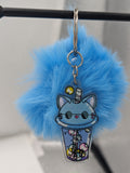 Kawaii cat keychain, bubble tea lovers, kawaii keychain, kawaii cat, cat charm, bubble tea keychain, pom pom keyring, kawaii themed,