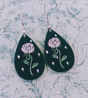 White rose earrings, flower earrings, flower lover gifts, gifts for gardeners, gardening lovers, gifts for florist, rose jewellery, gardener