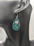 White rose earrings, flower earrings, flower lover gifts, gifts for gardeners, gardening lovers, gifts for florist, rose jewellery, gardener