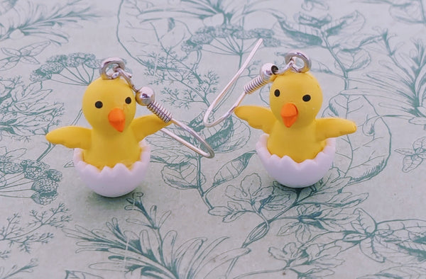Chicken earrings, chick earrings, chicken jewellery, easter gifts, easter earrings, easter jewellery, egg earrings, gifts for easter,