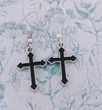 Black cross earrings, vampire earrings, earrings for men, vampire Jewellery, gifts for him, gothic earrings, gothic jewelry, Halloween gift
