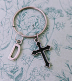 Black cross Keychain, cross keyring, Halloween bag accessories, spooky Keychain, spooky gifts, vampire Keychain, vampire Keyring,