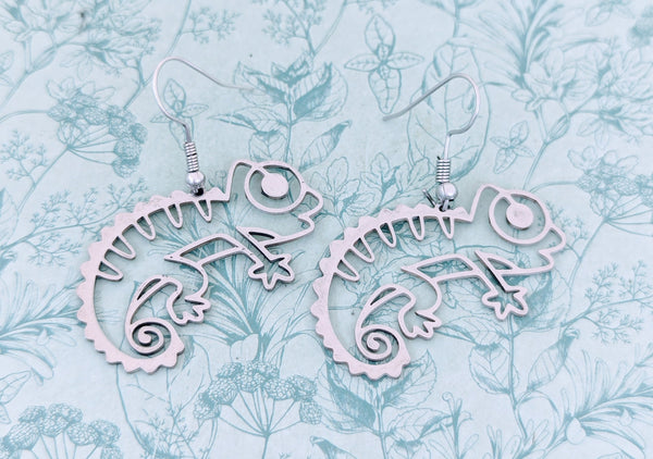 Chameleon earrings, chameleon jewelry, gifts for chameleon lovers, chameleon owner gifts, chameleon mom, reptile lover gifts,