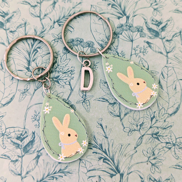 Rabbit Keyring, rabbit keychain, bunny keychain, personalized animal keychain, rabbit lover gifts, rabbit accessories, pet owner gifts,