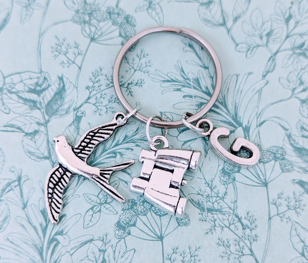 Bird watcher Keychain, binocular Keyring, bird watcher gifts, gifts for bird watchers, dad gifts, gifts for grandad, bird lover gifts,