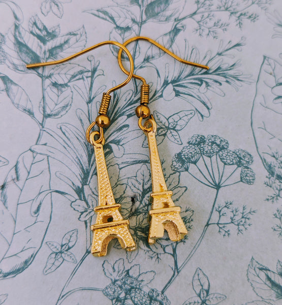 Paris earrings, france earrings, eiffel earrings, landmark jewelry, gifts for her, france jewelry, travel earrings, travel jewelry,