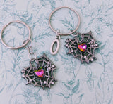 Black spider web keyring, gothic keychain, gothic style, gifts for goths, spider accessories, gothic accessories, gothic bag charm,