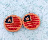 Cherry pie earrings, food earrings, American pie, USA earrings, usa flag earrings, statement jewellery, novelty earrings, gifts for a baker
