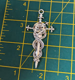 Sword earrings, statement earrings, gamer geek gifts, gothic earrings, gothic jewelry, dagger earrings, pentagram earrings, pentagram gifts,