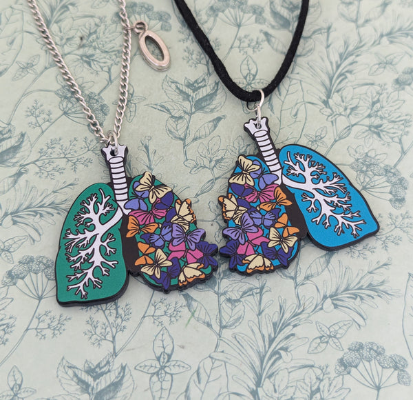 Anatomy necklace, lung necklace, charm necklace, flower necklace, flower gifts, gothic jewelry, medical student, doctor gifts, nurse gifts