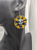 Skull earrings, skull jewellery, flower earrings, statement jewelry, skull lover gifts, skull inspired, Halloween earrings, skull gifts,