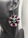Skull earrings, skull jewellery, flower earrings, statement jewelry, skull lover gifts, skull inspired, Halloween earrings, skull gifts,