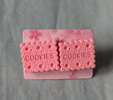 Pink cookie stud earrings, cookie lover gifts, chef gifts, foodie lover gifts, kawaii earrings, kawaii jewellery, stocking fillers,