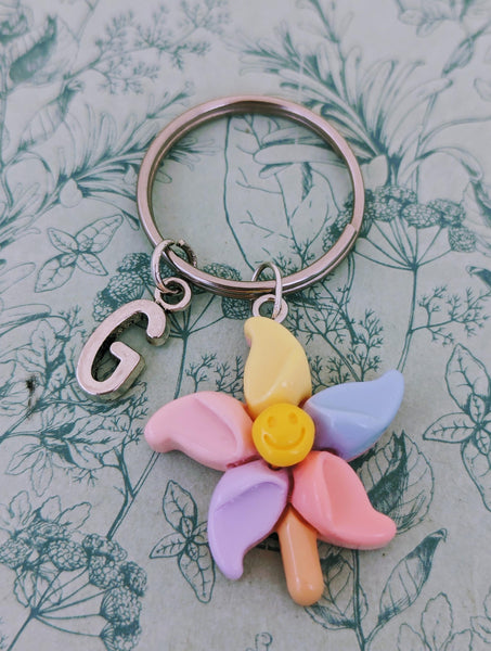 Windmill keychain, windmill keyring, pinwheel keychain, stocking stuffers, gardener gifts, novelty keychain, quirky keychain, quirky gifts,