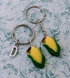 Corn keychain, sweet corn keyring, corn lover gifts, foodie lover gifts, foodie keychain, food inspired gifts, novelty keychain,