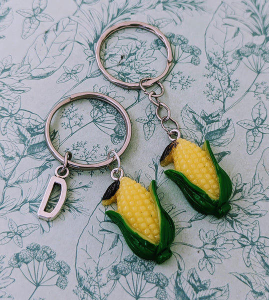 Corn keychain, sweet corn keyring, corn lover gifts, foodie lover gifts, foodie keychain, food inspired gifts, novelty keychain,