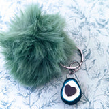 Avocado keychain, pom pom keyring, foodie gifts, avocado lover gifts, avocado themed, fruit gifts, gifts for vegans, fruit lovers,
