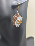 Hedgehog earrings, hedgehog jewellery, hedgehog lover gifts, hedgehog themed, animal earrings, animal lover, woodland animal gifts,