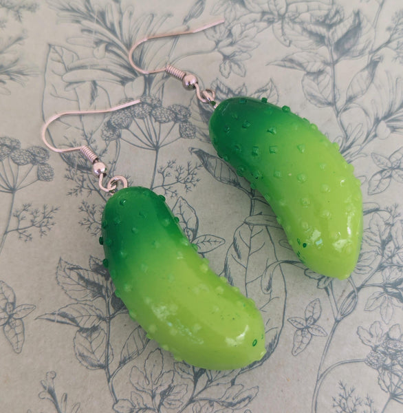 Pickle earrings, pickle jewellery, pickle lover gifts, foodie gifts, food earrings, novelty earrings, secret Santa gifts, food themed,