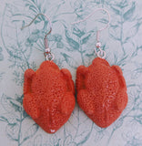 Roast Chicken earrings, chicken jewelry, foodie earrings, chicken lovers, food lovers, roast dinner lovers, novelty earrings, chief gifts,