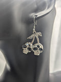 Skull cherry earrings, skull lover gifts, skull jewellery, Halloween themed earrings, Halloween jewelry, skull inspired gifts, gothic gifts